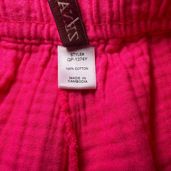 ZENANA Hot Pink Gauze Smocked Waist Drawstring Shorts Women's‎ Medium - Picture 6 of 9